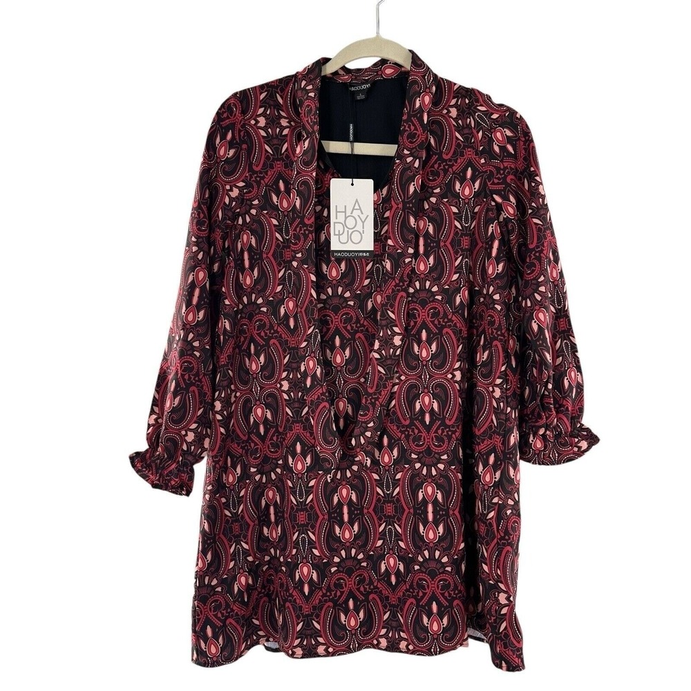Haoduoyi Womens Black Dark Floral Paisley Small Lightweight Shift Whimsigoth b